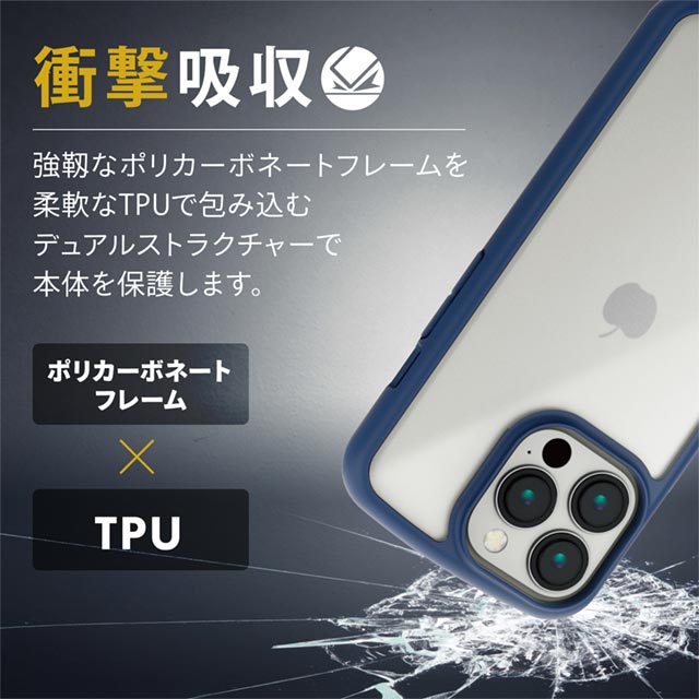 【iPhone13 Pro ケース】ハイブリッドケース/TOUGH SLIM LITE/フレームカラー/シルキークリア (ネイビー)goods_nameサブ画像