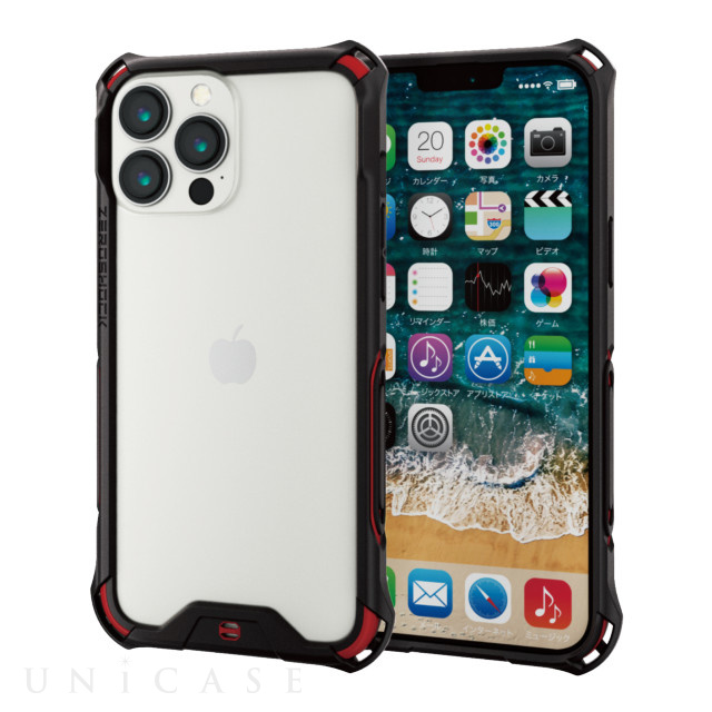 【iPhone13 Pro Max ケース】ハイブリッドバンパーケース/ZEROSHOCK (レッド)