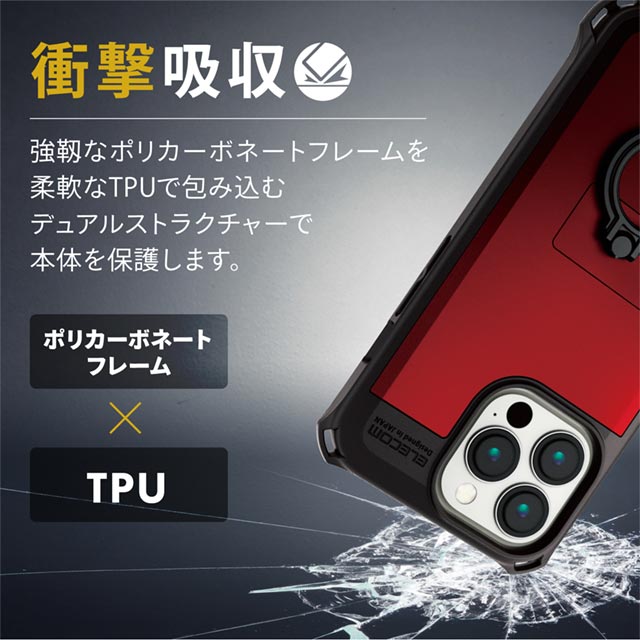 【iPhone13 Pro ケース】ハイブリッドケース/ZEROSHOCK/リング付き (レッド)goods_nameサブ画像