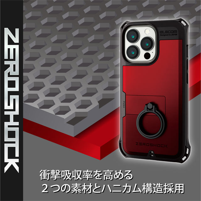 【iPhone13 Pro ケース】ハイブリッドケース/ZEROSHOCK/リング付き (レッド)goods_nameサブ画像