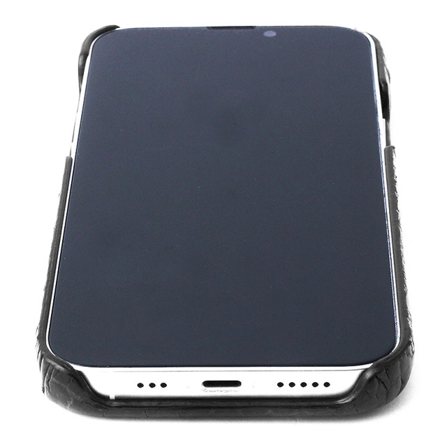 【iPhone13 Pro ケース】クロコダイルイタリアンレザーバックケース(ブラック)サブ画像