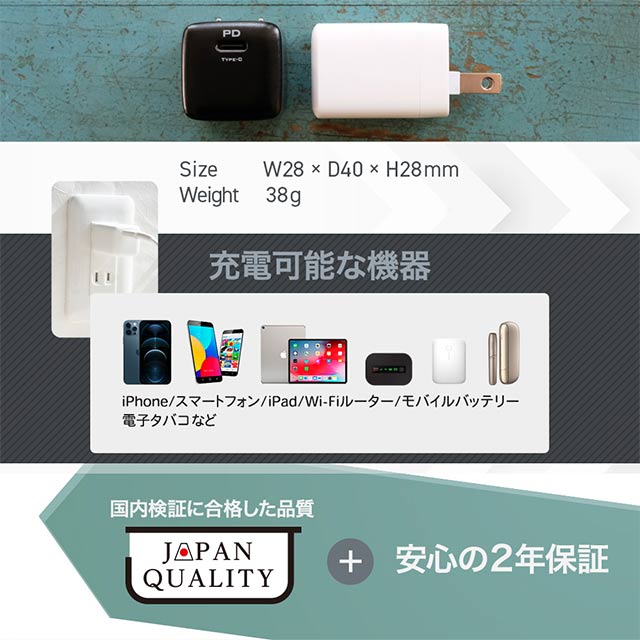 新素材窒化ガリウム採用でコンパクトなのにパワフル USB PD対応 20W USB Type-C × 1ポート AC充電器 OWL-APD20C1Gシリーズ (ホワイト)サブ画像