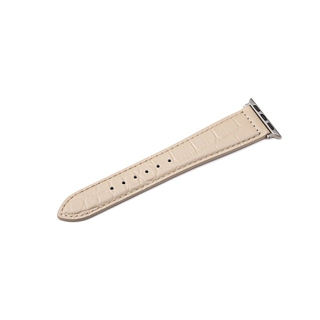 【Apple Watch バンド 49/45/44/42mm】Croco Embossed Genuine Leather Watchband (Greige) for Apple Watch Ultra2/SE(第2/1世代)/Series9/8/7/6/5/4/3/2/1サブ画像