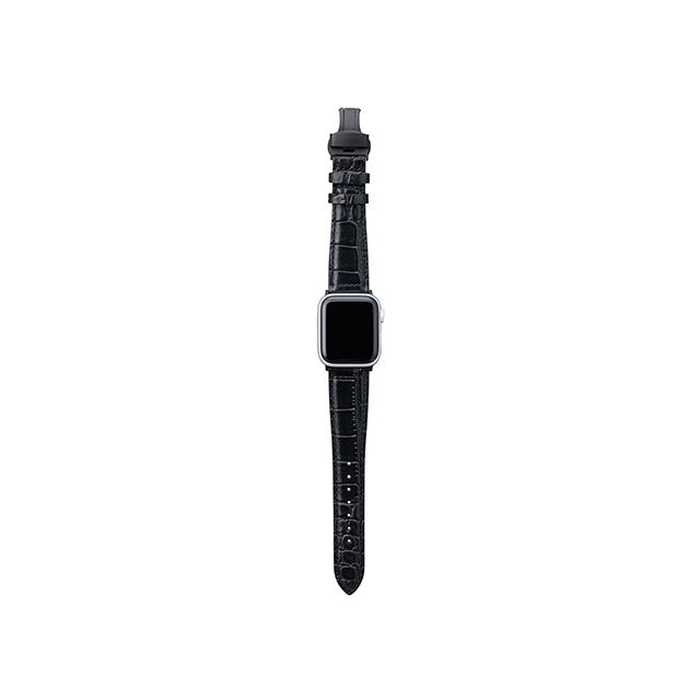 【Apple Watch バンド 41/40/38mm】Croco Embossed Genuine Leather Watchband (Black) for Apple Watch SE(第2/1世代)/Series9/8/7/6/5/4/3/2/1goods_nameサブ画像