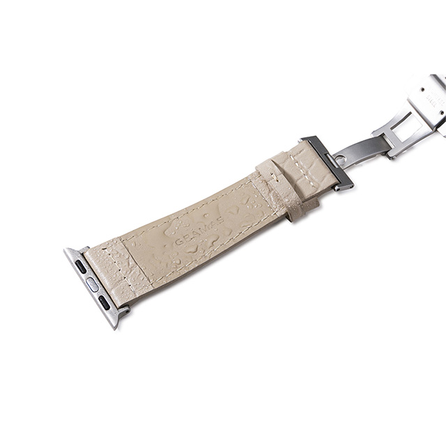 【Apple Watch バンド 41/40/38mm】Croco Embossed Genuine Leather Watchband (Greige) for Apple Watch SE(第2/1世代)/Series9/8/7/6/5/4/3/2/1goods_nameサブ画像