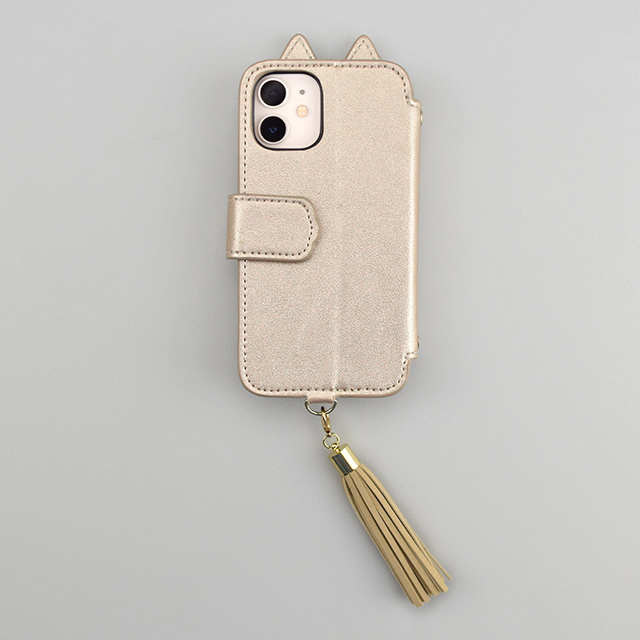 【アウトレット】【iPhone12 mini ケース】Tassel Tail Cat Flip Case for iPhone12 mini (gold)サブ画像