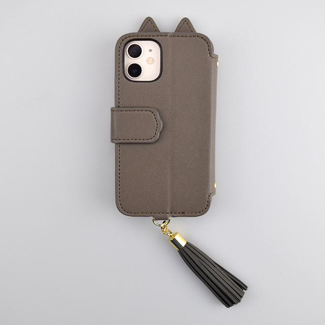 【アウトレット】【iPhone12 mini ケース】Tassel Tail Cat Flip Case for iPhone12 mini (gray)サブ画像