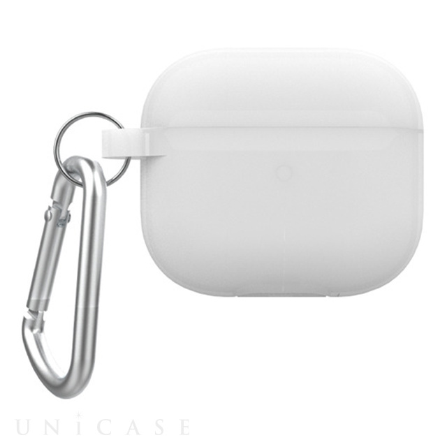 【AirPods(第3世代) ケース】衝撃吸収  シリコンケース カラビナ付き (クリアホワイト)