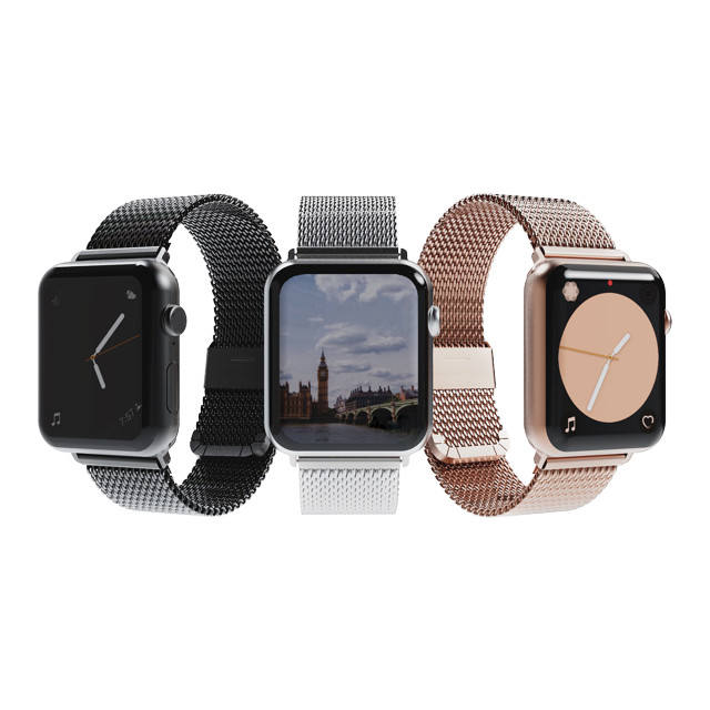 【Apple Watch バンド 45/44/42mm】CLIP MESH BAND (シルバー) for Apple Watch SE(第2/1世代)/Series9/8/7/6/5/4/3/2/1サブ画像