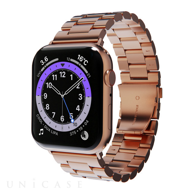 【Apple Watch バンド 45/44/42mm】METAL BAND (ローズゴールド) for Apple Watch SE(第2/1世代)/Series9/8/7/6/5/4/3/2/1
