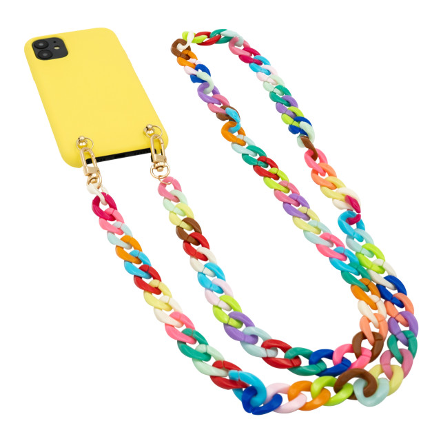 【iPhone12 mini ケース】Necklace Case Soft Touch Yellow with Rainbow Chaingoods_nameサブ画像