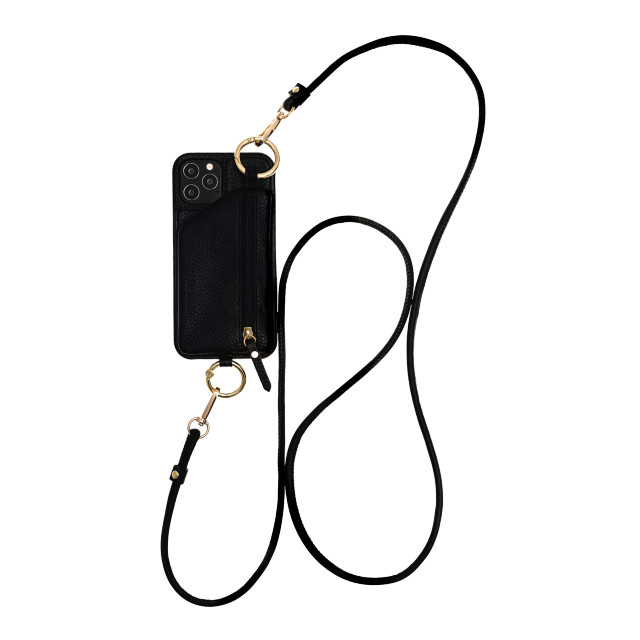 【iPhone12/12 Pro ケース】Necklace Case With Multi-Strap + Zip Pocket (Black)サブ画像