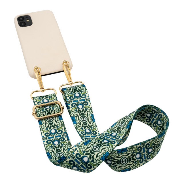 【iPhone12 Pro Max ケース】Necklace Case Soft Touch Ivory with Green Boho Strapgoods_nameサブ画像