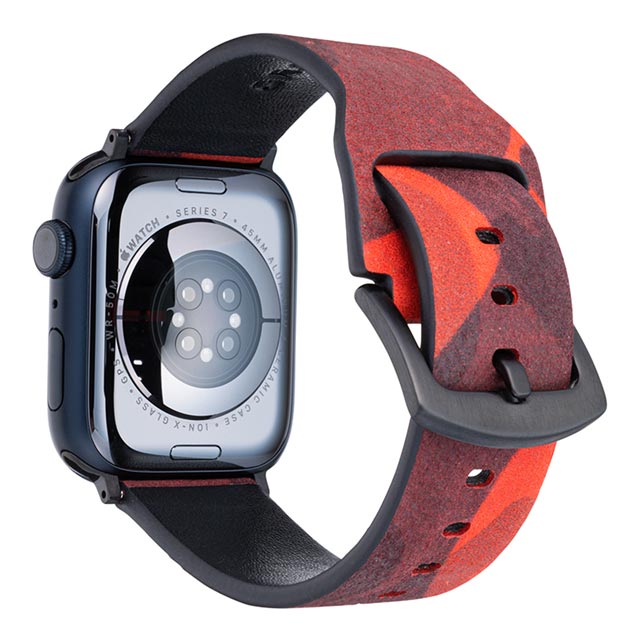 【Apple Watch バンド 49/45/44/42mm】”CAMO” Italian Genuine Leather Watchband (Orange) for Apple Watch Ultra2/SE(第2/1世代)/Series9/8/7/6/5/4/3/2/1サブ画像