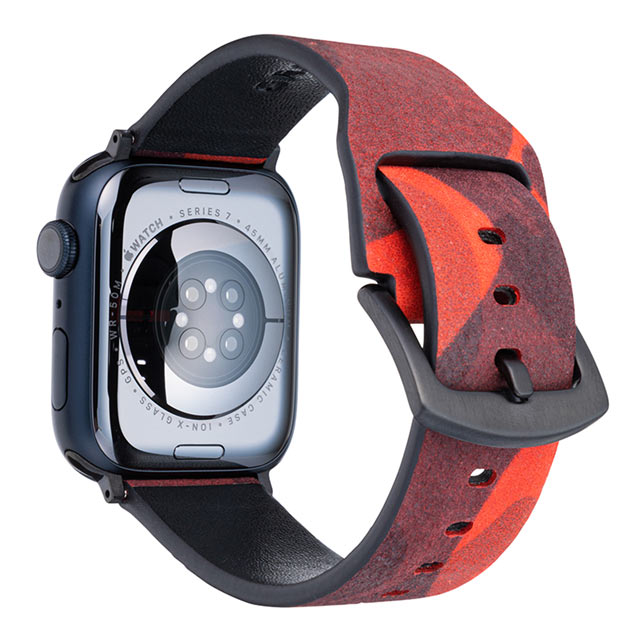 【Apple Watch バンド 41/40/38mm】”CAMO” Italian Genuine Leather Watchband (Orange) for Apple Watch SE(第2/1世代)/Series9/8/7/6/5/4/3/2/1サブ画像