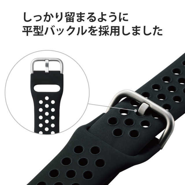 【Apple Watch バンド 45/44/42mm】バンド/シリコン/アクティブタイプ (ブラック) for Apple Watch SE(第2/1世代)/Series7/6/5/4/3/2/1サブ画像