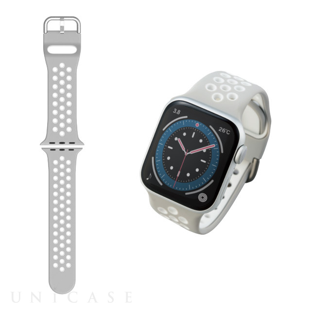 【Apple Watch バンド 41/40/38mm】バンド/シリコン/アクティブタイプ (グレー×ホワイト) for Apple Watch SE(第2/1世代)/Series8/7/6/5/4/3/2/1