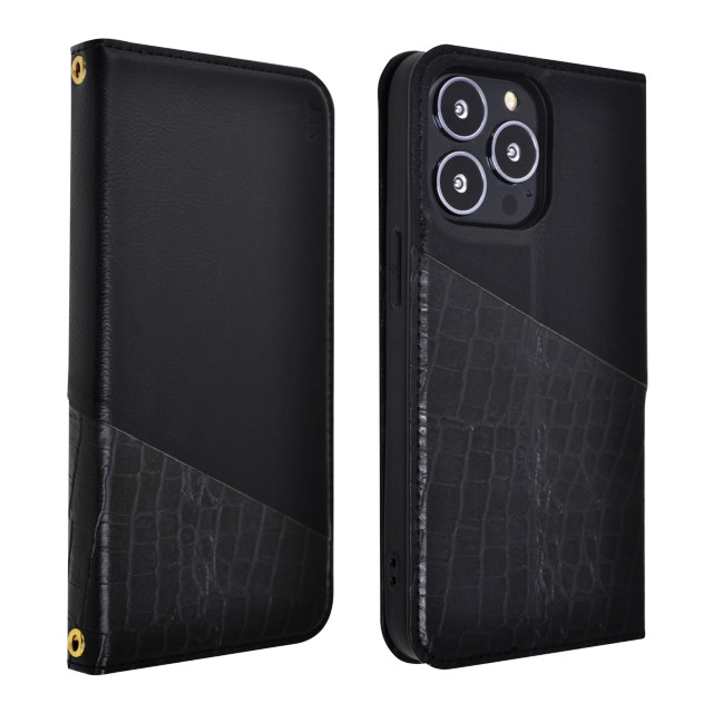 【iPhone13/13 Pro ケース】SLY ハーフクロコ手帳 (BLACK)goods_nameサブ画像