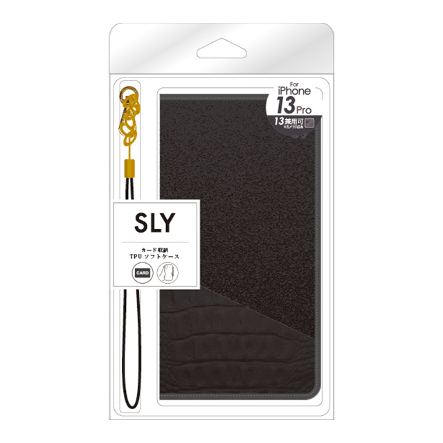 【iPhone13/13 Pro ケース】SLY ハーフクロコ手帳 (BLACK)サブ画像