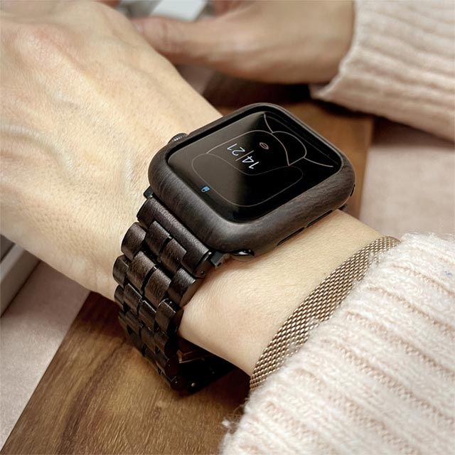 【Apple Watch ケース 44mm】ハードケース (黒檀調パターン) for Apple Watch  SE(第2/1世代)/Series6/5/4