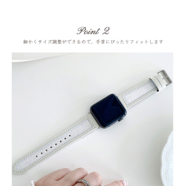 【Apple Watch バンド 41/40/38mm】キャンパスキ地 ステッチベルト (ブラウン) for Apple Watch SE(第2/1世代)/Series9/8/7/6/5/4/3/2/1サブ画像