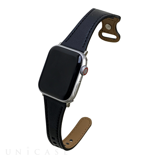 【Apple Watch バンド 41/40/38mm】ピンバックルスリムウェーブ (ブラック) for Apple Watch SE(第2/1世代)/Series9/8/7/6/5/4/3/2/1