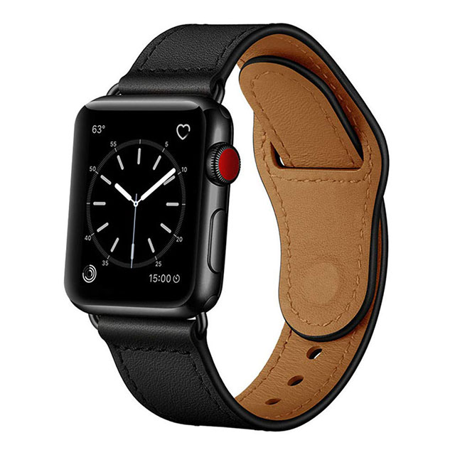 【Apple Watch バンド 49/45/44/42mm】ピンバックル レザー (ブラック) for Apple Watch Ultra2/1/SE(第2/1世代)/Series9/8/7/6/5/4/3/2/1goods_nameサブ画像