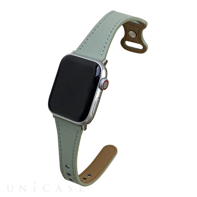 【Apple Watch バンド 41/40/38mm】ピンバックルスリムウェーブ (ライトグリーン) for Apple Watch SE(第2/1世代)/Series9/8/7/6/5/4/3/2/1