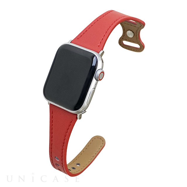 【Apple Watch バンド 41/40/38mm】ピンバックルスリムウェーブ (レッド) for Apple Watch SE(第2/1世代)/Series9/8/7/6/5/4/3/2/1