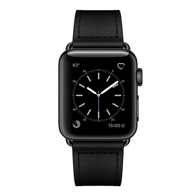 【Apple Watch バンド 41/40/38mm】ピンバックル レザー (ブラック) for Apple Watch SE(第2/1世代)/Series9/8/7/6/5/4/3/2/1サブ画像