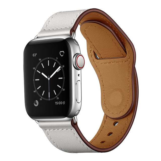 【Apple Watch バンド 41/40/38mm】ピンバックル レザー (ホワイト) for Apple Watch SE(第2/1世代)/Series9/8/7/6/5/4/3/2/1サブ画像