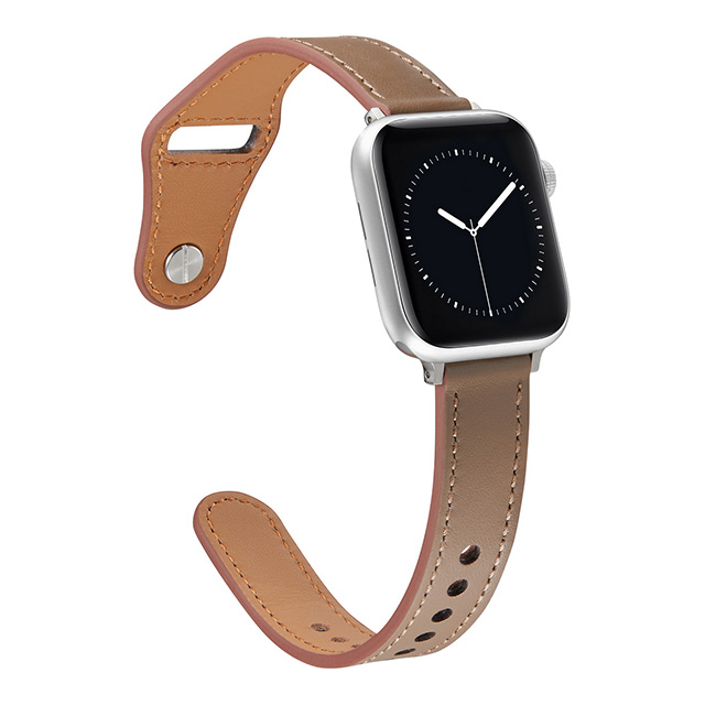 【Apple Watch バンド 41/40/38mm】ピンバックル レザー 本革細身 (ブラウン) for Apple Watch SE(第2/1世代)/Series9/8/7/6/5/4/3/2/1サブ画像