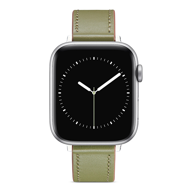 【Apple Watch バンド 41/40/38mm】ピンバックル レザー 本革細身 (グリーン) for Apple Watch SE(第2/1世代)/Series9/8/7/6/5/4/3/2/1サブ画像