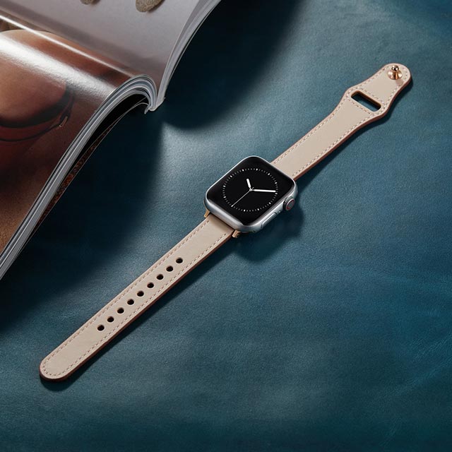 【Apple Watch バンド 41/40/38mm】ピンバックル レザー 本革細身 (ペールピンク) for Apple Watch SE(第2/1世代)/Series9/8/7/6/5/4/3/2/1goods_nameサブ画像