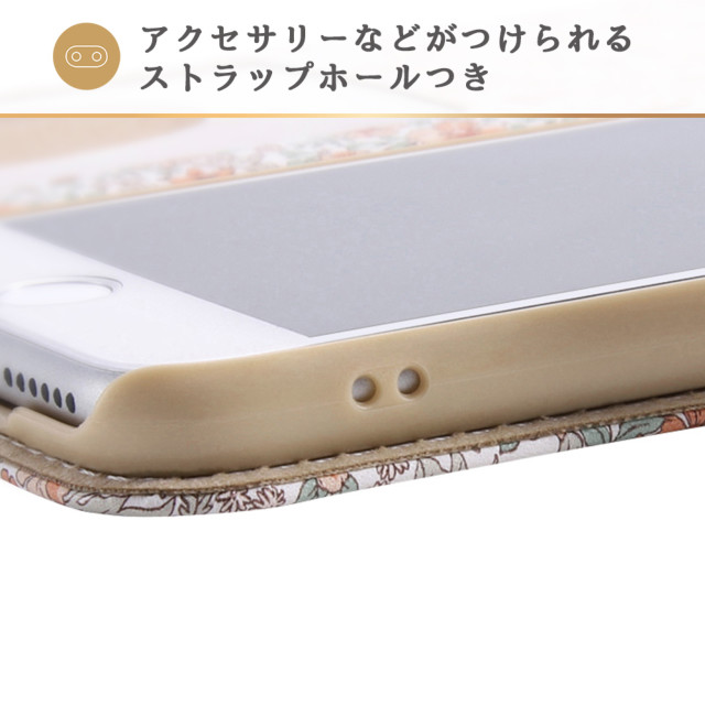 【iPhoneSE(第3/2世代)/8/7 ケース】手帳型ケース クリアポケット ハンドストラップ ルーペ付 (花柄/花柄/パープル)サブ画像