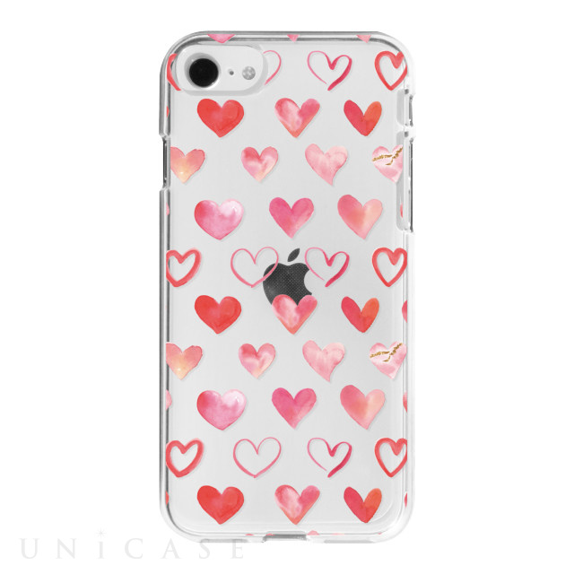 【iPhoneSE(第3/2世代)/8/7 ケース】ソフトクリアケース (HEART PATTERN-Watercolor)