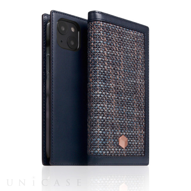 【iPhone13 ケース】Edition Calf Skin Leather Diary (ネイビー)