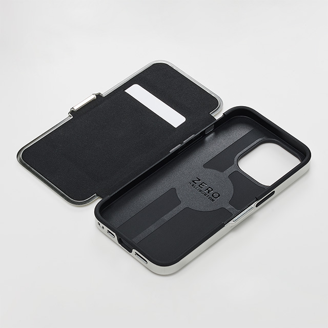 【アウトレット】【iPhone13 mini ケース】ZERO HALLIBURTON Hybrid Shockproof Flip Case for iPhone13 mini (Silver)サブ画像