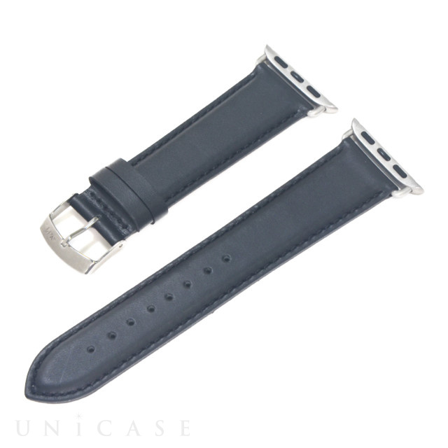 【Apple Watch バンド 49/45/44/42mm】カーフレザーストラップ GRAFIC (Black/Silver) for Apple Watch Ultra2/1/SE(第2/1世代)/Series9/8/7/6/5/4/3/2/1