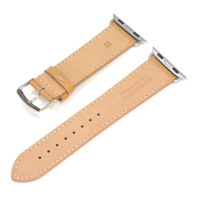 【Apple Watch バンド 49/45/44/42mm】カーフレザーストラップ GRAFIC (Beige/Silver) for Apple Watch Ultra2/1/SE(第2/1世代)/Series9/8/7/6/5/4/3/2/1サブ画像