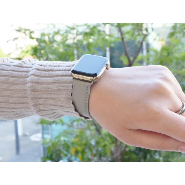 【Apple Watch バンド 49/45/44/42mm】カーフレザーストラップ GRAFIC (Light Grey/Silver) for Apple Watch Ultra2/1/SE(第2/1世代)/Series9/8/7/6/5/4/3/2/1サブ画像