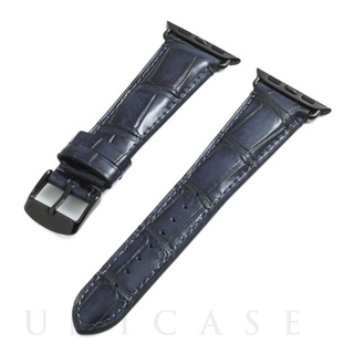 Apple Watch バンド 49/45/44/42mm】GENUINE LEATHER STRAP (ネイビー