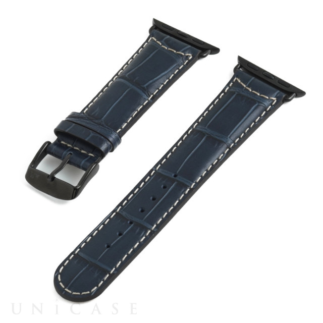 【Apple Watch バンド 49/45/44/42mm】カーフ型押しレザーストラップ GUTTUSO (Dark Blue/Black) for Apple Watch Ultra2/1/SE(第2/1世代)/Series9/8/7/6/5/4/3/2/1