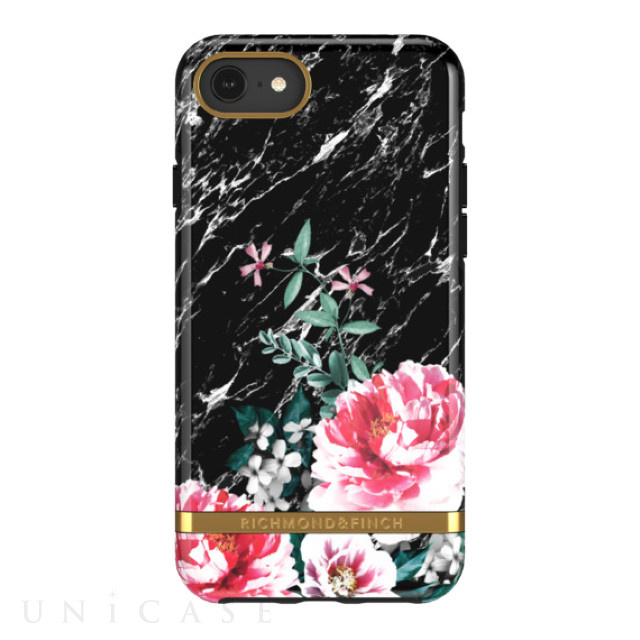 【iPhoneSE(第3/2世代)/8/7 ケース】Black Marble Floral