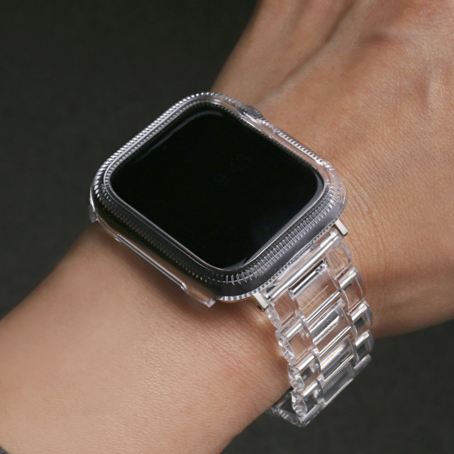 【Apple Watch バンド 44mm】保護ケース付きクリアチェーンバンド (クリア) for Apple Watch  SE(第1世代)/Series6/5/4
