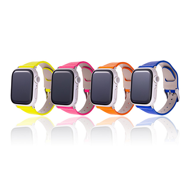 【Apple Watch バンド 41/40/38mm】”Baby Neon” サステナブルレザーバンド (ネオンオレンジ) for Apple Watch SE(第2/1世代)/Series9/8/7/6/5/4/3/2/1サブ画像