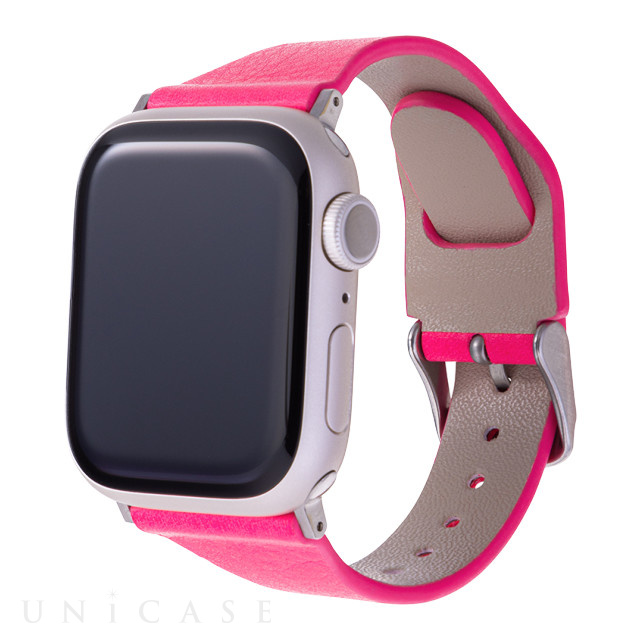 【Apple Watch バンド 41/40/38mm】”Baby Neon” サステナブルレザーバンド (ネオンピンク) for Apple Watch SE(第2/1世代)/Series9/8/7/6/5/4/3/2/1