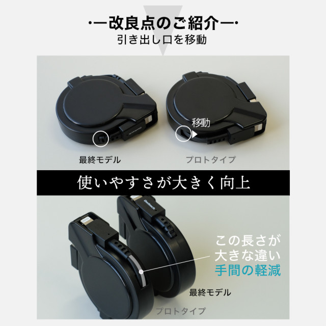片側だけ引き出せる 巻取り式 USB Type-A to Lightningケーブル katamaki 75cm OWL-CBKRALTシリーズ (ホワイト)goods_nameサブ画像