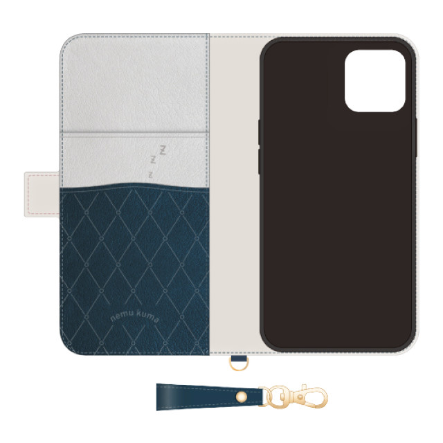 【iPhone14/13 ケース】手帳型ケース nemu kuma (Gray×Navy)サブ画像