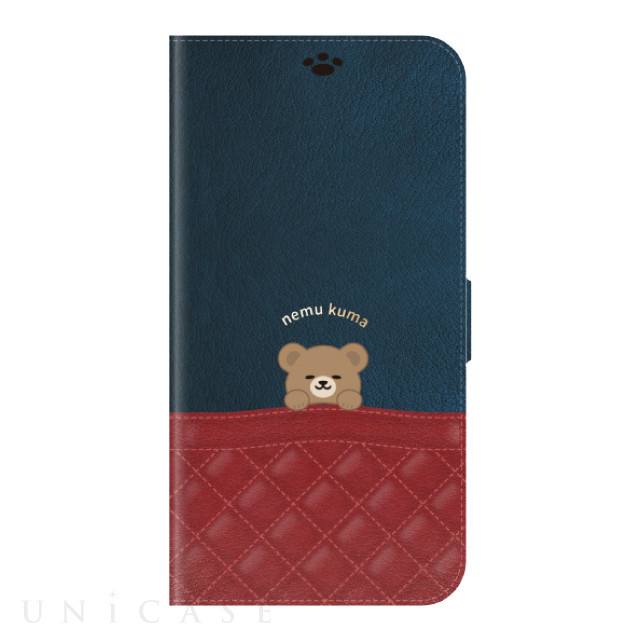 【iPhone14/13 ケース】手帳型ケース nemu kuma (Navy×Red)